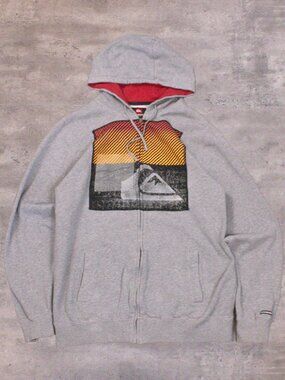 Vintage VTG Y2K 2000's 00's Quiksilver Surf Wear Grey Zip Hoodie